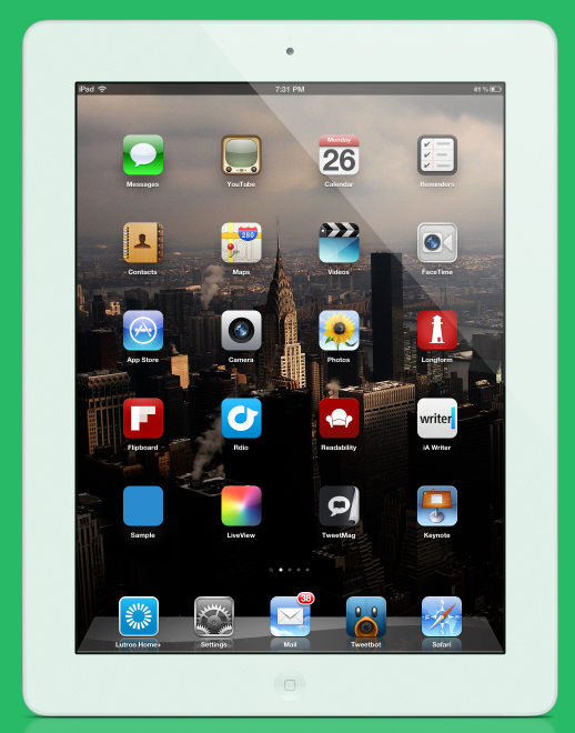 iPad screen psd template with retina display